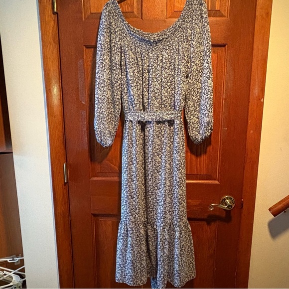 LC Lauren Conrad Blue Floral Smocked Midi Peasant Dress Size XL - Picture 6 of 7
